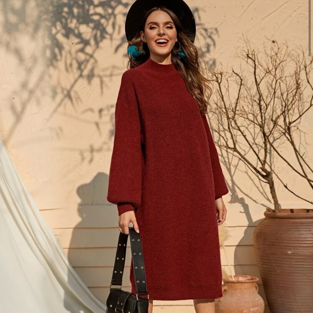 SHEIN Lantern Sleeve Sweater Dress